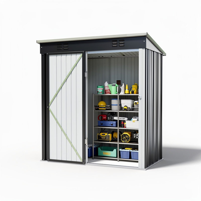 Aiho 5 ft. W X 3 ft. D Metal Vertical Storage Shed & Reviews | Wayfair